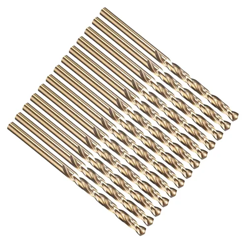 Miniatura 297 de PATIKIL Broca Jobber de 0.039 in, vástago recto M35 cobalto 5% acero de alta velocidad 135° acabado dorado para metal duro de acero inoxidable - 2