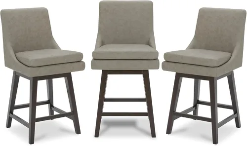 Miniatura 35 de CHITA Taburete de bar giratorio de altura de mostrador, taburete de bar tapizado, altura del asiento de 26.8 pulgadas de alto, tela en niebla