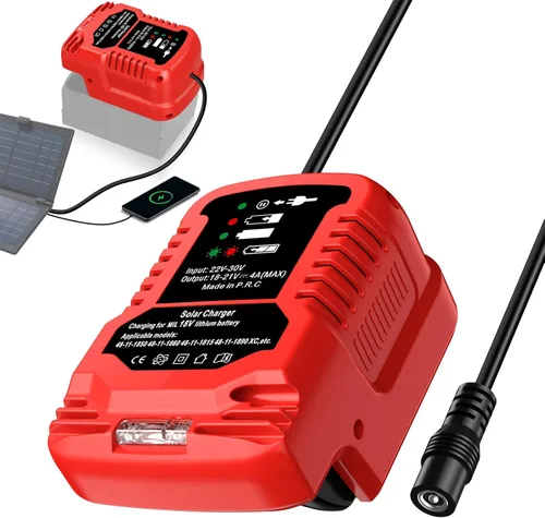 Cargador solar para batería Milwaukee M18 de 18V, entrada 22V-30V, salida 21V 4A Max, adaptador de carga solar portátil al aire libre para baterías