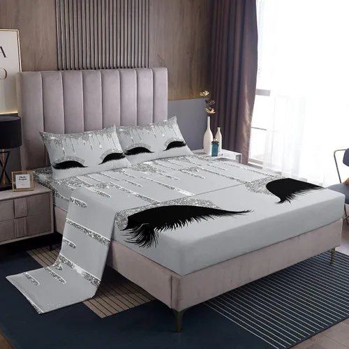 Miniatura 22 de Feelyou Sábanas de cama de lujo para niñas, juego de ropa de cama de lujo para niñas, juego de ropa de cama rosa jade ultra suave decoración