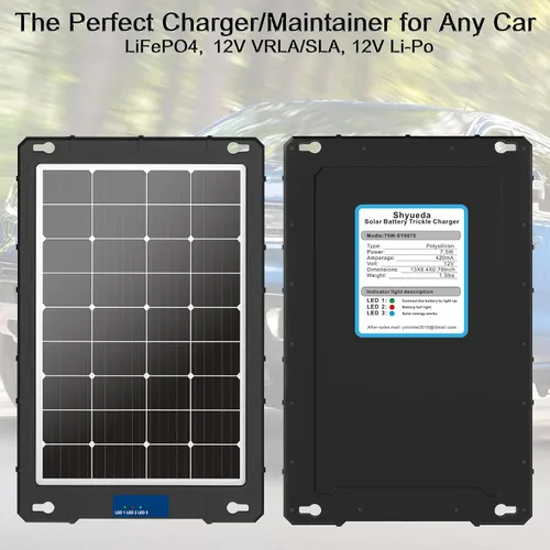 Miniatura 2 de Cargador de batería solar Pro de 12 V 7.5 W - Controlador MPPT inteligente integrado impermeable para automóviles, barcos automotrices y remolques