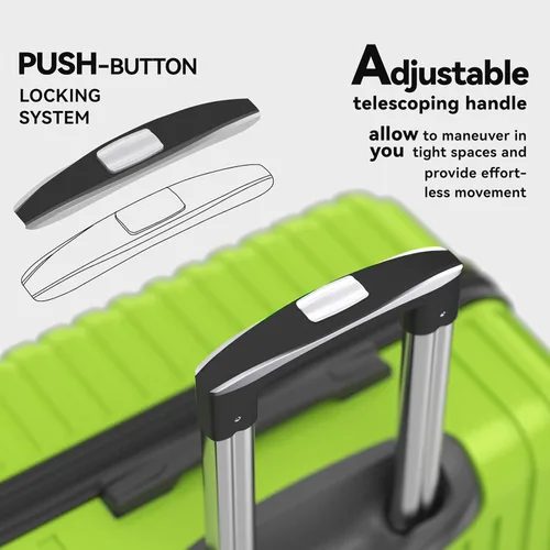 Miniatura 3 de Strenforce Conjuntos de 3 piezas (202428)" Maletas Spinner ABS Hardshell Equipaje con cerradura TSA, B-verde manzana