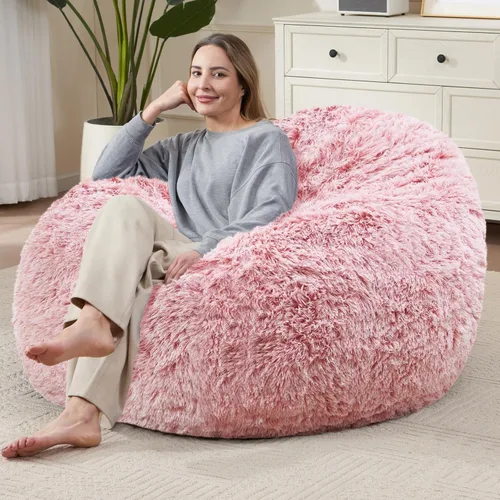 Miniatura 14 de Bean Bag Cover (No Filler) Soft Faux Fur Stuffed Animal Bean Bag Storage, Fluffy Plush Bean Bag Chair Cover Washable, Comfy Bean Bag Covers for Dark