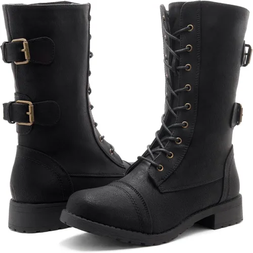 Miniatura 5 de Herstyle Florence2 Botas de combate militares con cordones a media pantorrilla para mujer