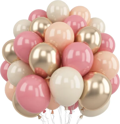 Miniatura 31 de Globos de látex blanco dorado rosa claro, 35 piezas