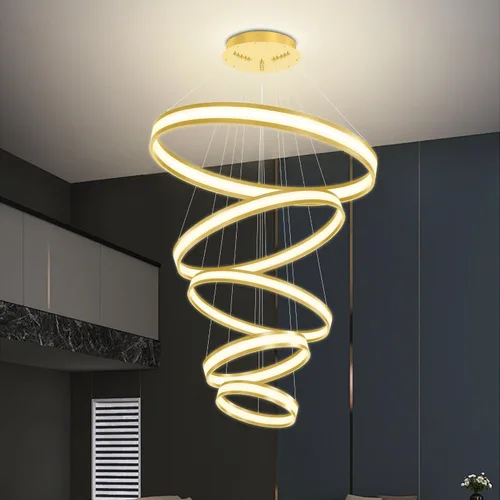 Miniatura 6 de Moderno candelabro de anillo acrílico regulable con LED, lámpara de anillo ajustable para comedor, sala de estar, dormitorio, cocina