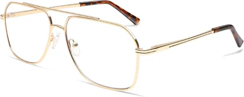 Miniatura 7 de AMOMOMA Anteojos de lectura estilo aviador retro con luz azul para mujeres y hombres, marco grande de metal para lector de computadora AM6133