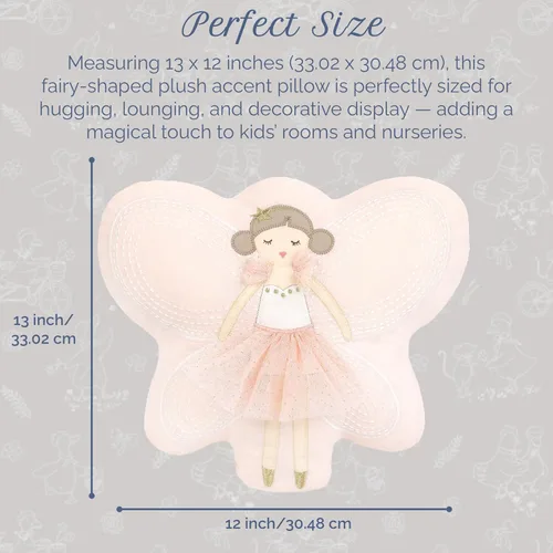 Miniatura 3 de MON AMI Almohada Decorativa con Acento de Hada – 13" x 12", Almohada de Felpa Suave Rellena para Abrazar, para Niños de Todas las Edades, Usar como