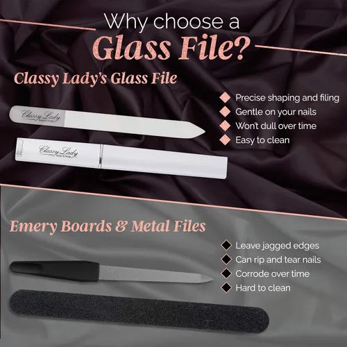 Miniatura 3 de ClassyLady - Lima de uñas de cristal, lima de uñas de vidrio con estuche para el cuidado profesional de las uñas con estuche