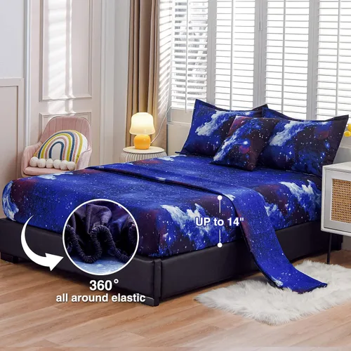 Miniatura 3 de A Nice Night - Juego de ropa de cama de 6 piezas con temática de galaxia, funda de edredón de espacio exterior impresa en 3D, para niños, niños
