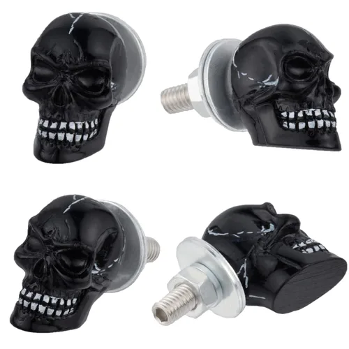 Lunsom Sujetadores de matrícula, paquete de 4 unidades, kit de marco con forma de calavera, tornillos de repuesto para la mayoría de motocicletas,