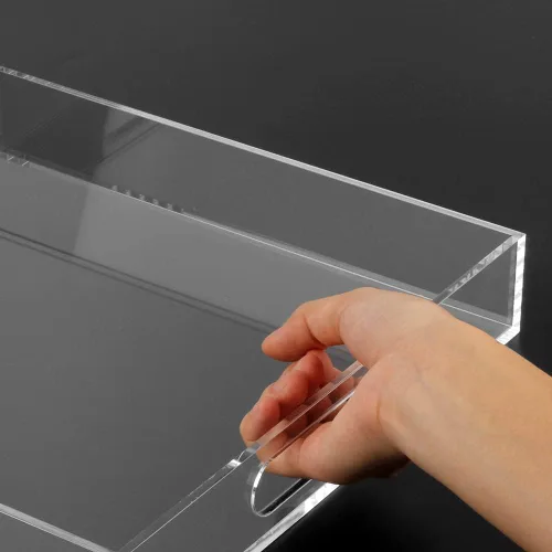 Miniatura 6 de Bandeja de acrílico para servir (12 x 12 x 2 pulgadas) con asas, a prueba de derrames, bandeja decorativa transparente para aperitivos, desayuno