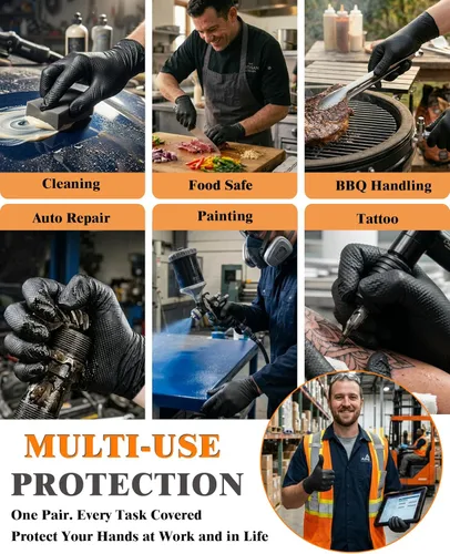 Miniatura 2 de Guantes de nitrilo Nitroshield 9 mil, resistentes, desechables, negros, talla XLarge, 800 piezas - Guantes de goma resistentes a productos químicos
