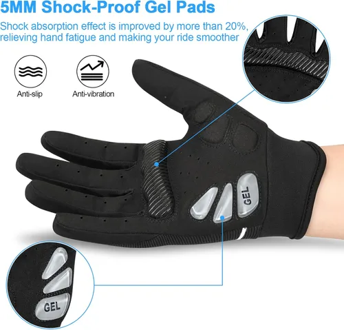 Miniatura 2 de Guantes de ciclismo para hombresmujeres-almohadilla de gel de 0.197 in guantes antideslizantes de bicicleta de carretera para MTB ciclismo
