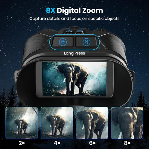 Miniatura 4 de seanme Gafas de visión nocturna con cámara, prismáticos de visión nocturna 4K para adultos, infrarrojos de 3280 pies, pantalla grande de 3 pulgadas