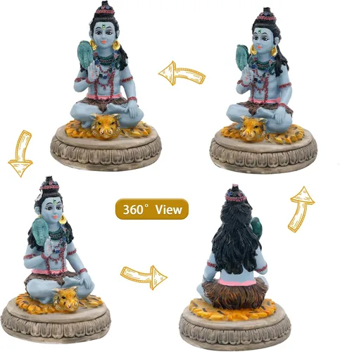 Miniatura 2 de alikiki Estatua hindú de Dios Señor Shiva – 3.8 pulgadas de alto, ídolo indio Shiva para decoración de tablero de automóvil, artículo de Diwali