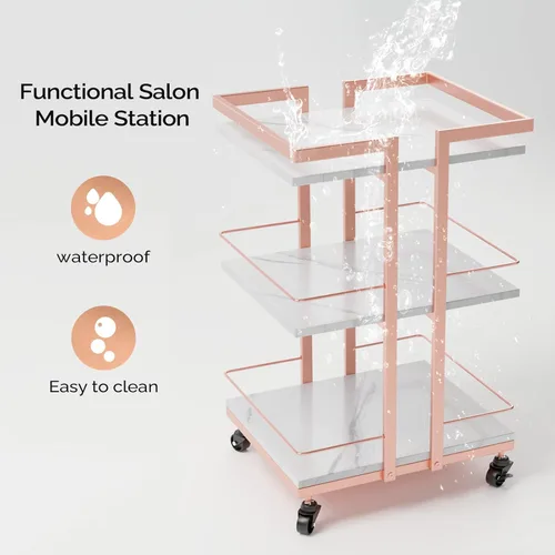 Miniatura 7 de Carrito de esteticista con ruedas, carrito rodante para salón de utilidad, organizador de almacenamiento móvil para belleza, spa, cosmetología