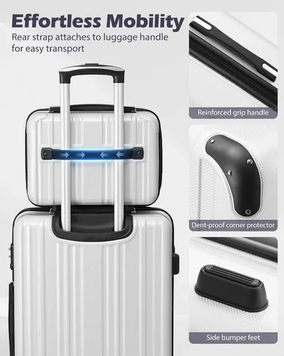 Miniatura 8 de Coolife - Equipaje Expandible 3 Piezas Conjuntos PC + ABS Maleta Spinner Cerradura TSA, rojo vino, talla única