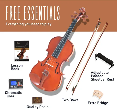 Miniatura 4 de Cecilio violín 4/4 de tamaño completo con cuerdas D’Addario, juego de violín para principiantes con estuche, arco, colofonia y soporte para hombro