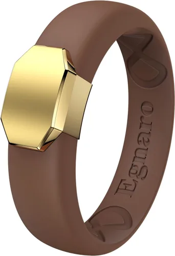 Miniatura 27 de Egnaro - Anillo de boda de silicona para mujer, diseño ergonómico y transpirable, ancho de 0.15 pulgadas, bandas de silicona flexibles con placa