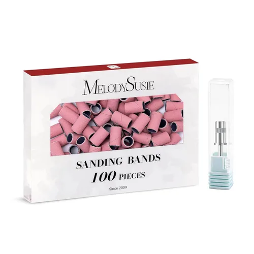 Miniatura 20 de MelodySusie - 100 bandas de lijado para brocas de uñas para lima eléctrica, de grano #80 grueso para limar uñas acrílicas, manicura y pedicura