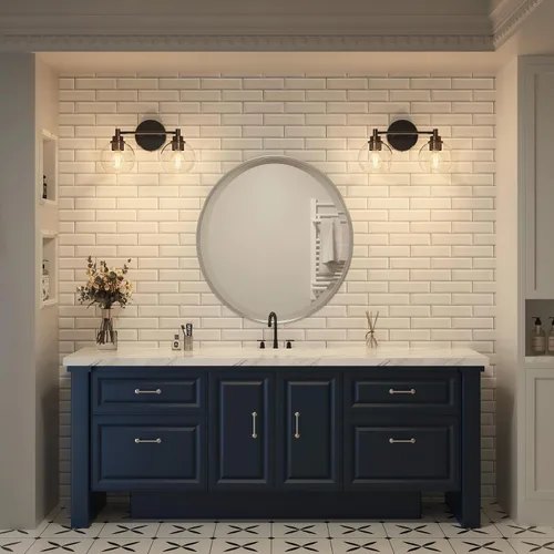 Miniatura 6 de VONLUCE Accesorios de iluminación de baño, luz de tocador de baño de 2 luces con pantallas de vidrio globo E26, luces de tocador para dormitorio
