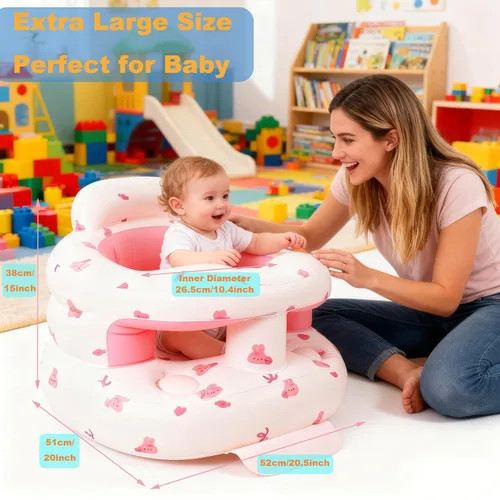 Miniatura 7 de EXBEPE Asiento de bebé inflable engrosado, silla de bebé inflable de 3 a 36 meses con bandeja, silla de alimentación infantil con soporte