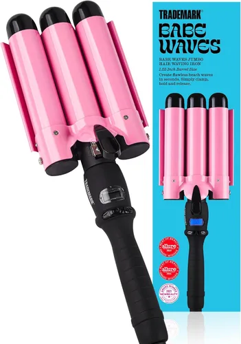 Trademark Beauty - Ondulador de pelo de tres barriles, rizador, 1.25 pulgadas, ondas de playa, rizador de pelo de temperatura ajustable, Babe Waves