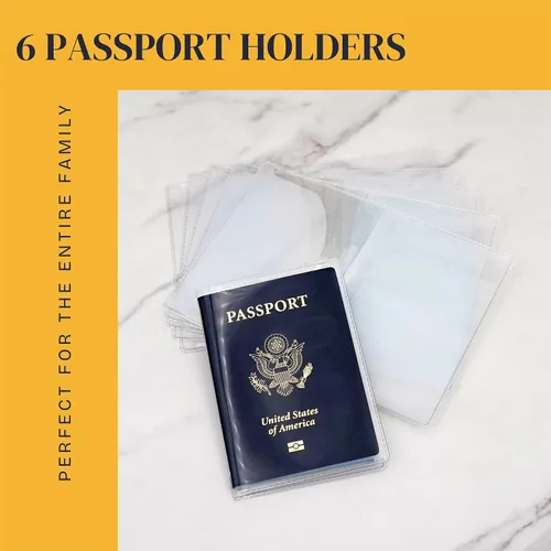 Miniatura 3 de Funda transparente para pasaporte (paquete de 6) – Protector de pasaporte con ranuras para tarjetas y boletos, soporte de plástico impermeable