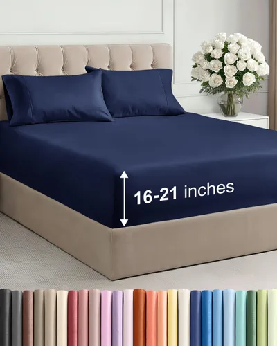 Miniatura 31 de Sábanas King divididas con bolsillos extra profundos, sábanas transpirables y refrescantes de 5 piezas, sábanas de lujo para hotel, suaves, sin 25