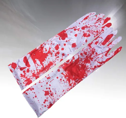 Miniatura 5 de NUOBESTY Guantes de terror novedosos para decoración de fiesta de Halloween, 1 par, Blanco y rojo