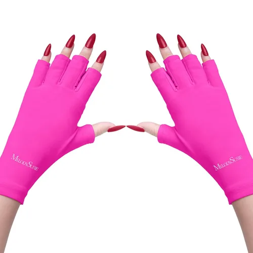 Miniatura 11 de MelodySusie Guantes UV para lámpara de uñas de gel, guantes profesionales de protección UV UPF50+ para manicuras, arte de uñas, cuidado de la piel