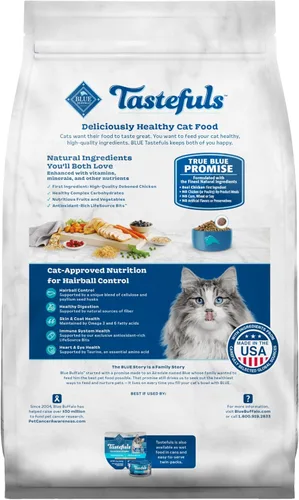 Miniatura 2 de Blue Buffalo Tastefuls alimento seco para gatos adultos con cuidado del pelo de bola, hecho en Estados Unidos con ingredientes naturales, receta