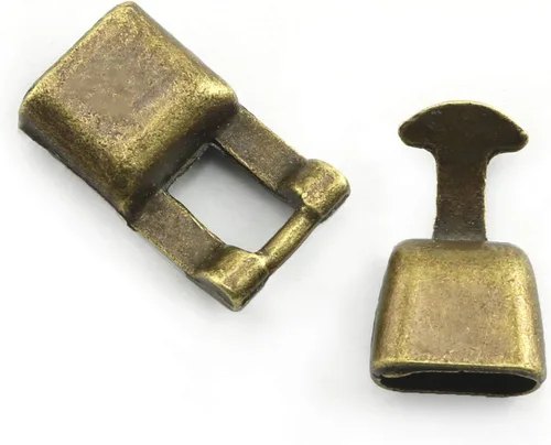 Miniatura 3 de 12 juegos de pulseras de aleación de bronce antiguo y plata antigua con cierre de hebilla plana, tapa de extremo de cordón Connecto para pulsera