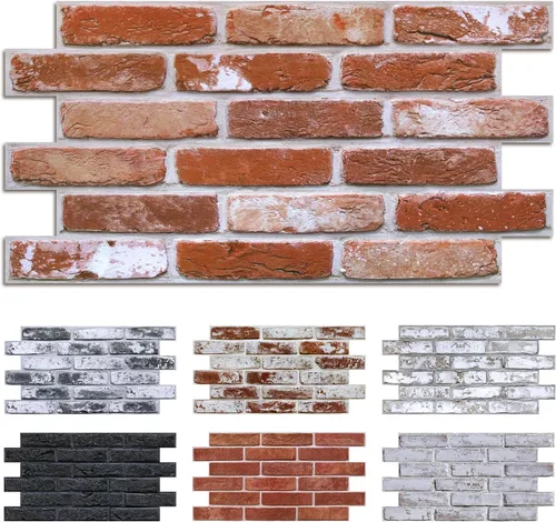 Miniatura 19 de Commomy Paneles de pared 3D de ladrillo sintético, 12 piezas de 22.8 x 11.8 pulgadas, azulejos finos y adhesivos de PVC UrltraLight para cocina