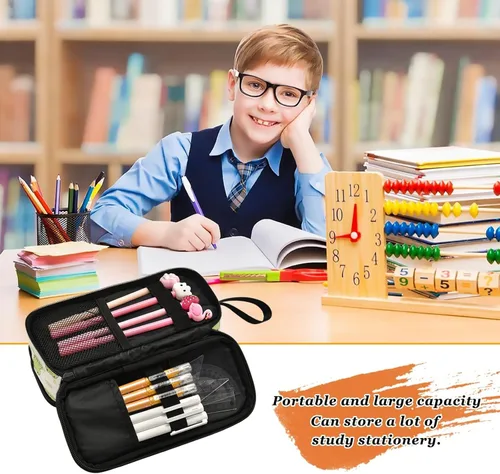 Miniatura 6 de MNSRUU Estuche grande para lápices, estuche estético con diseño de rana linda, organizador de marcadores, caja de lápices para niñas, niños