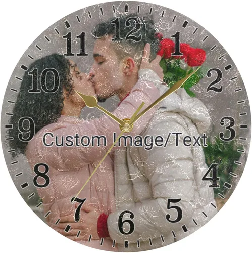 Miniatura 50 de JUNZAN Reloj de bañera con vino romántico espumoso y velas, reloj de pared silencioso de 10 pulgadas, pequeño reloj redondo, decoración de cocina