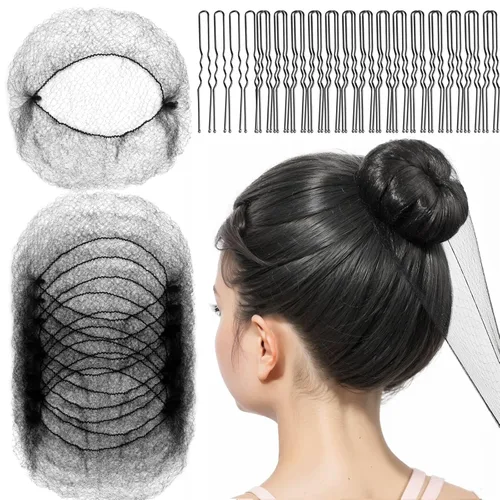 FANDAMEI Red de pelo de 30 cm para niños, 20 redes de pelo invisibles con 40 horquillas en forma de U, redes de pelo para moños, redes de pelo para