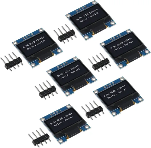 6 unids 0.96 pulgadas 12864 128x64 OLED pantalla LCD módulo I2C IIC SSD1306 controlador 4 pines para Arduino Raspberry Pi-luz blanca