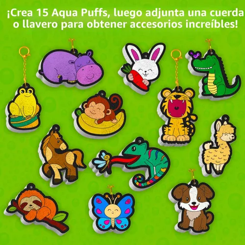Miniatura 5 de Skillmatics Aqua Puffs - Kit de arte 3D, animales, pintura sin desorden por números, manualidades para niños, actividades de color de bricolaje