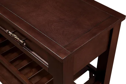 Miniatura 5 de RUNNA Mesa de sofá consola con 2 cajones de almacenamiento y estantes de 2 niveles, aparador de madera maciza para sala de estar, muebles, cocina