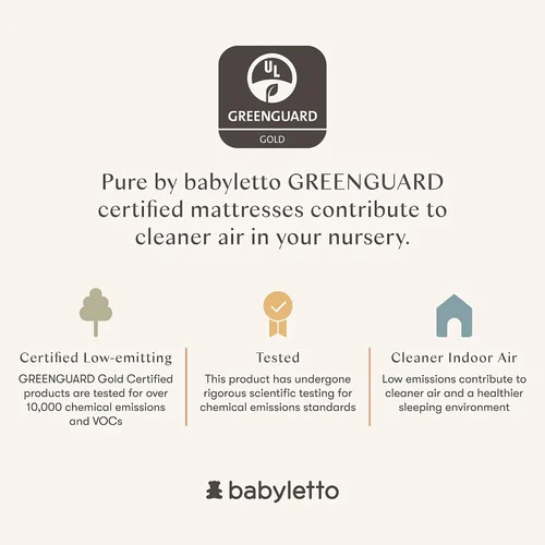 Miniatura 8 de babylettoColchón de cuna de núcleo puro Babyletto, cubierta a prueba de agua seca, 2 etapas, GreenGuard Gold Certified