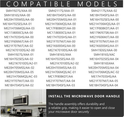 Miniatura 4 de DE94-02933A - Manija de puerta para microondas, compatible con microondas Samsung, sustituye a AP5622966, 2448710, DE64-02522A, PS4239327, piezas