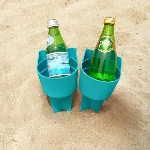 Portavasos para la playa Home Queen con bolsillo, soporte multifuncional para arena para bebidas, teléfono, gafas de sol y llaves, accesorio de
