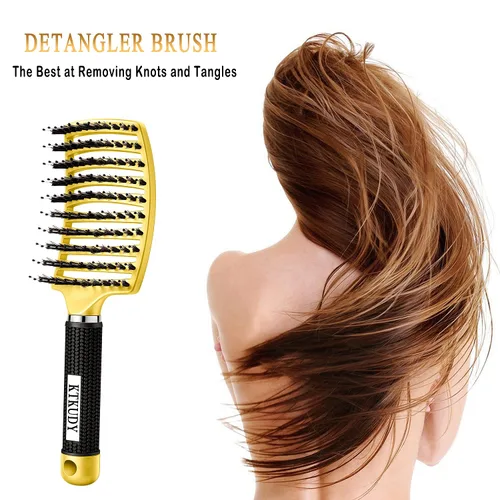 Miniatura 3 de KTKUDY Cepillo desenredante para eliminar nudos sin dolor, cepillo de cerdas de jabalí que hace que el cabello sea brillante y saludable, cepillo