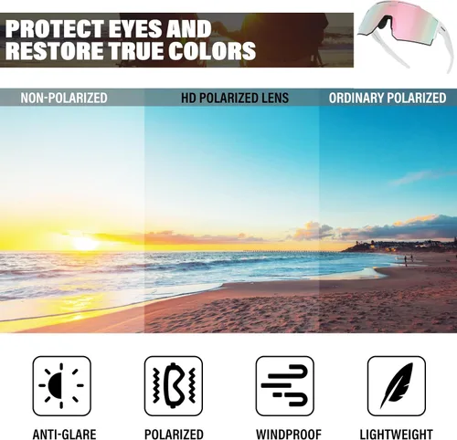 Miniatura 5 de Gafas de sol deportivas polarizadas UV400 para hombres y mujeres, gafas de ciclismo resistentes al viento para conducción, carrera, golf, lentes