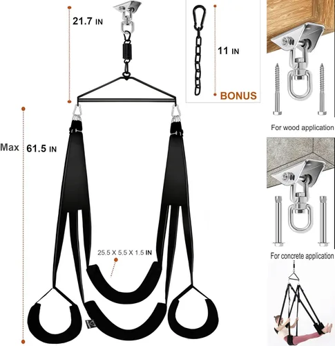 Miniatura 6 de BELSIANG Columpio sexual para adultos, columpio de techo giratorio de 360 grados para interiores, juego de eslingas giratorias sexuales con soporte