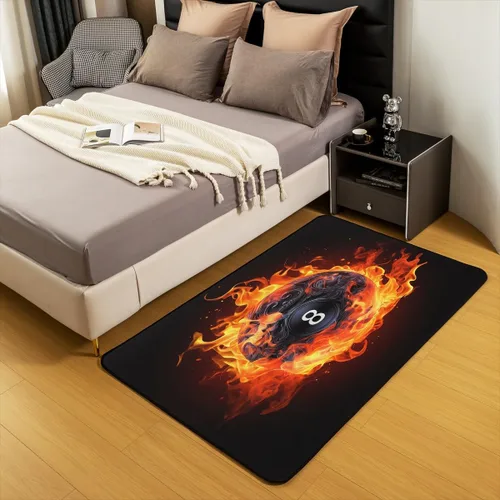 Miniatura 5 de jejeloiu Alfombra de billar para sala de estar, dormitorio, 3 x 5 pies, para niños y niñas, temática deportiva, alfombra decorativa para cocina