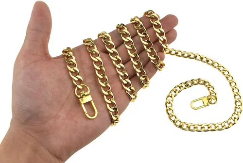 Miniatura 29 de HAHIYO Correa metálica de cadena para bolso de 43.3' de oro para bolso cruzado, bandolera y bolso de mano, cómoda y plana de 0.4' de ancho, extra