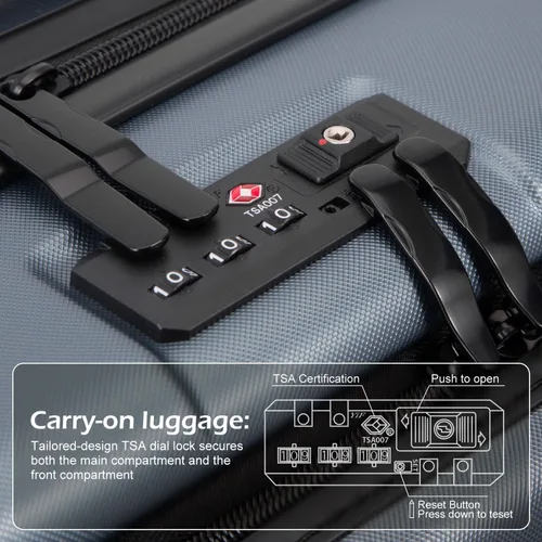 Miniatura 4 de COOLIFE Maleta de equipaje conjunto de ABS+policarbonato Spinner Trolley con bolsillo, compartimento. Bolsa para fin de semana.
